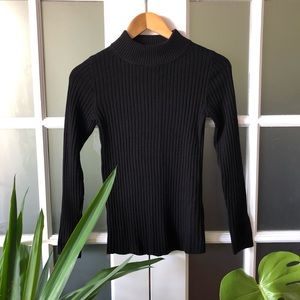 Muji - Non Itchy Wide Ribbed Washable Mock Neck Sweater